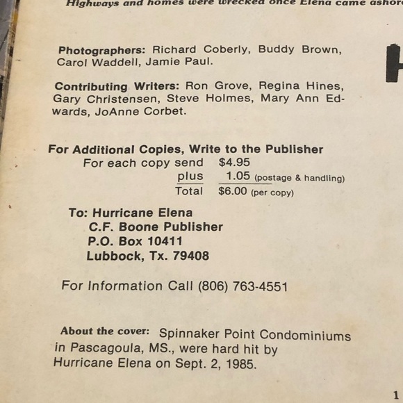 Hurricane Elena Limited Edition Collector’s Documentary Book - Picture 6 of 11